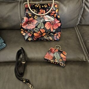 Elegant Floral Black and Orange Clutch Set